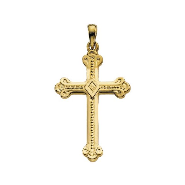 14K Yellow 32x22 mm Cross Pendant