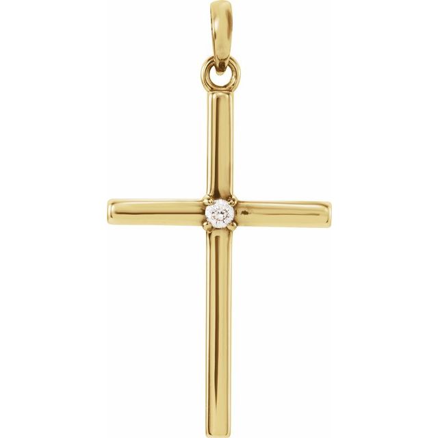 14k Yellow .02 Ct Natural Diamond Cross Pendant