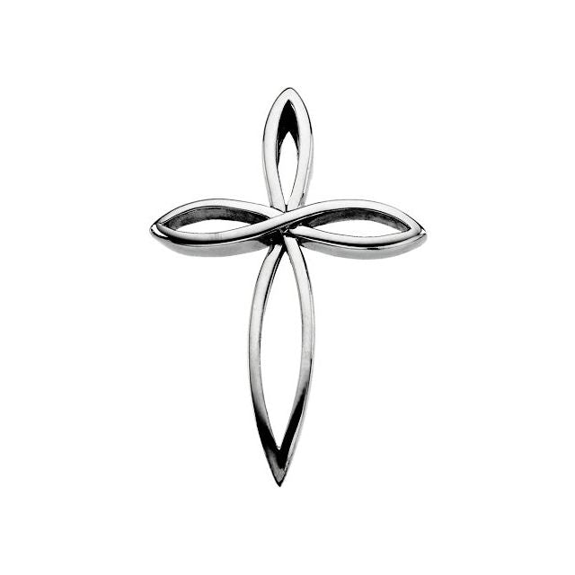 14K White 36.5x26.25 mm Cross Pendant