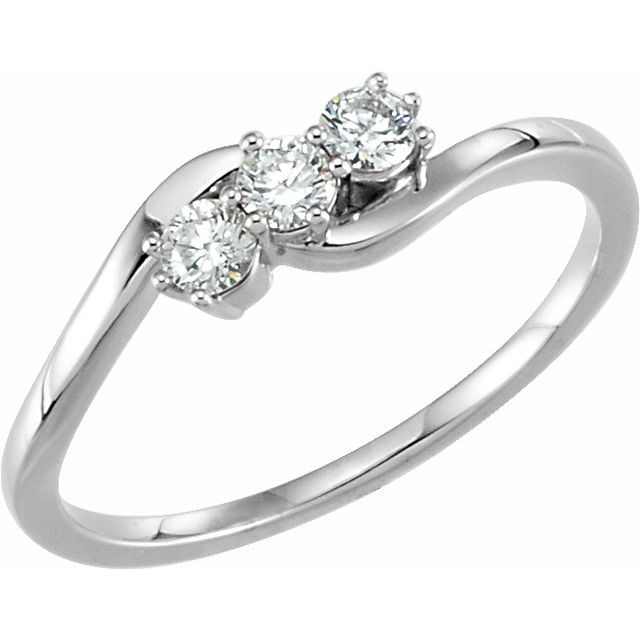 14K White 1/4 CTW Lab-Grown Diamond Three-Stone Ring