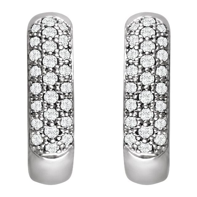 14K White 1/3 CTW Lab-Grown Diamond Hoop Earrings