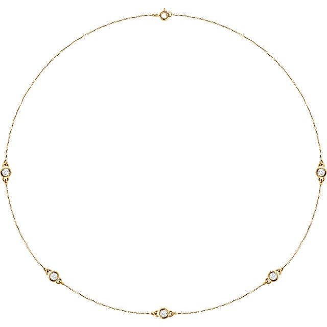 14K Yellow 3/4 CTW Lab-Grown Diamond 5-Station 18' Necklace