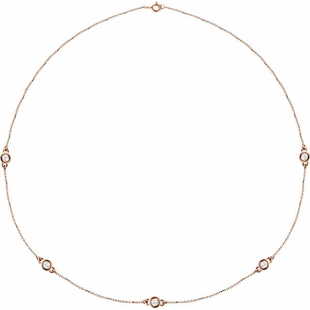 14K Rose 1 CTW Lab-Grown Diamond 5-Station 18' Necklace