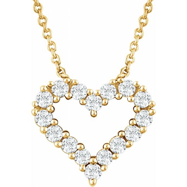 14k Yellow 1/4 Ctw Natural Diamond Heart 18' Necklace