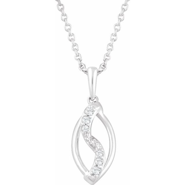 Sterling Silver .08 Ctw Natural Diamond 18' Necklace