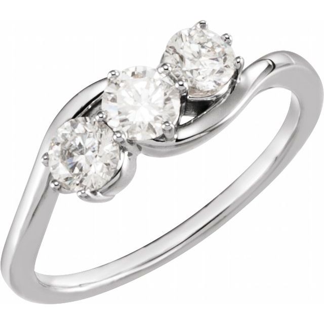 14K White 3/4 CTW Lab-Grown Diamond Three-Stone Ring