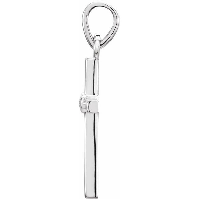 14k White .01 Ct Natural Diamond Cross Pendant