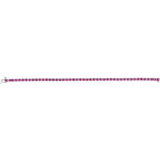 14K White Lab-Grown Ruby Line 7' Bracelet