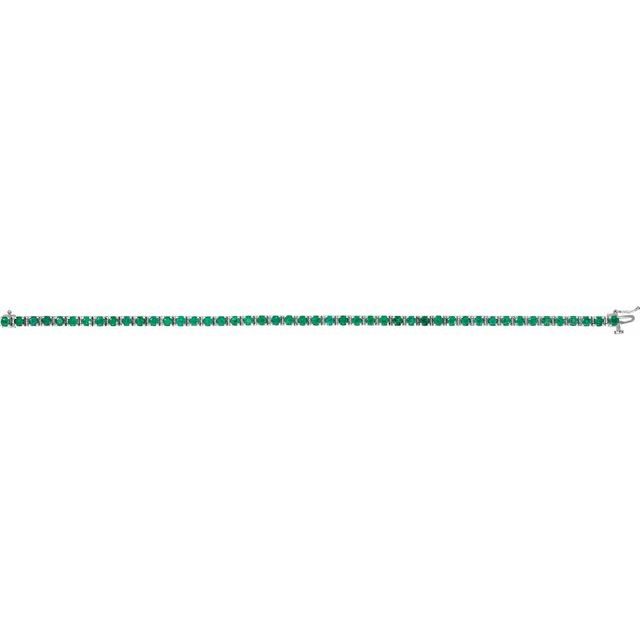 14K White Lab-Grown Emerald Line 7' Bracelet