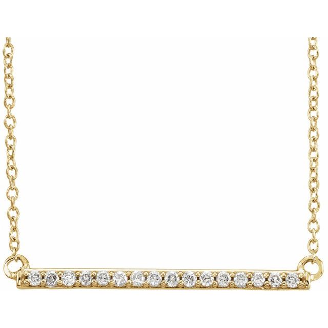 14k Yellow 1/6 Ctw Natural Diamond Bar 16-18' Necklace
