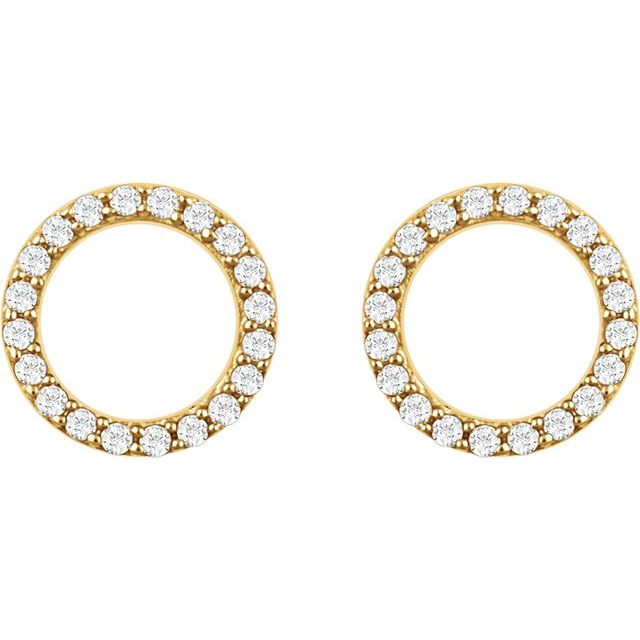 14k Yellow 1/5 Ctw Natural Diamond Circle Earrings