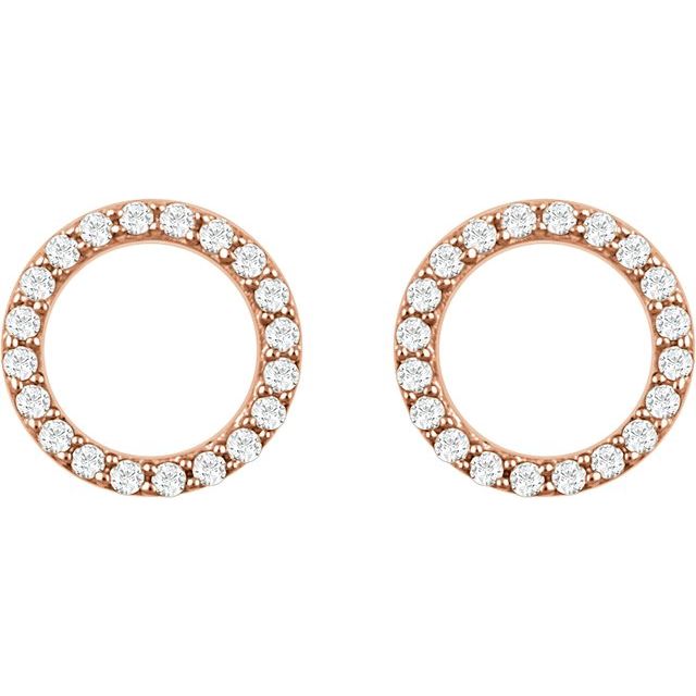 14k Rose 1/5 Ctw Natural Diamond Circle Earrings