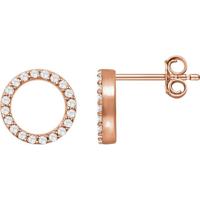 14k Rose 1/5 Ctw Natural Diamond Circle Earrings