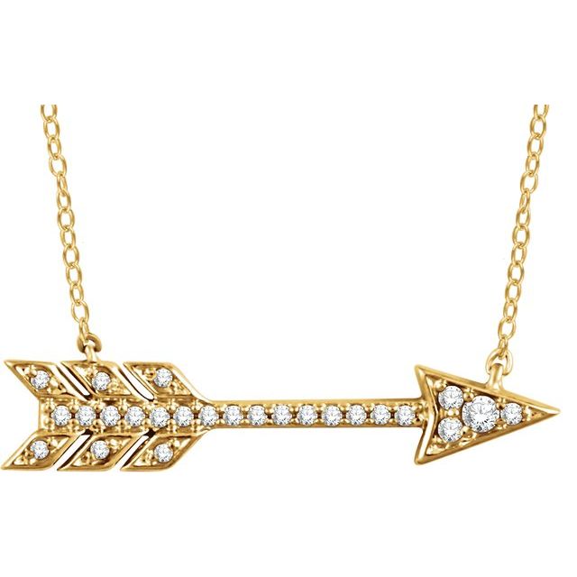 14k Yellow 1/10 Ctw Natural Diamond Arrow 18' Necklace