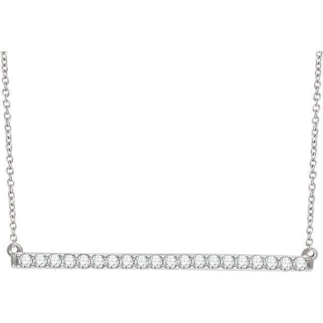 14k White 1/2 Ctw Natural Diamond Bar 16-18' Necklace