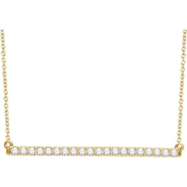 14K Yellow 1/2 CTW Lab-Grown Diamond Bar 16-1' Necklace