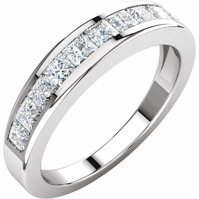 14K White 1 CTW Natural Diamond Anniversary Band Size 7