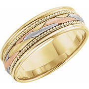 14K Yellow/White/Rose 7 mm Woven Band Size 10.5