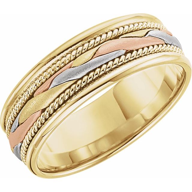14K Yellow/White/Rose 7 mm Woven Band Size 10.5