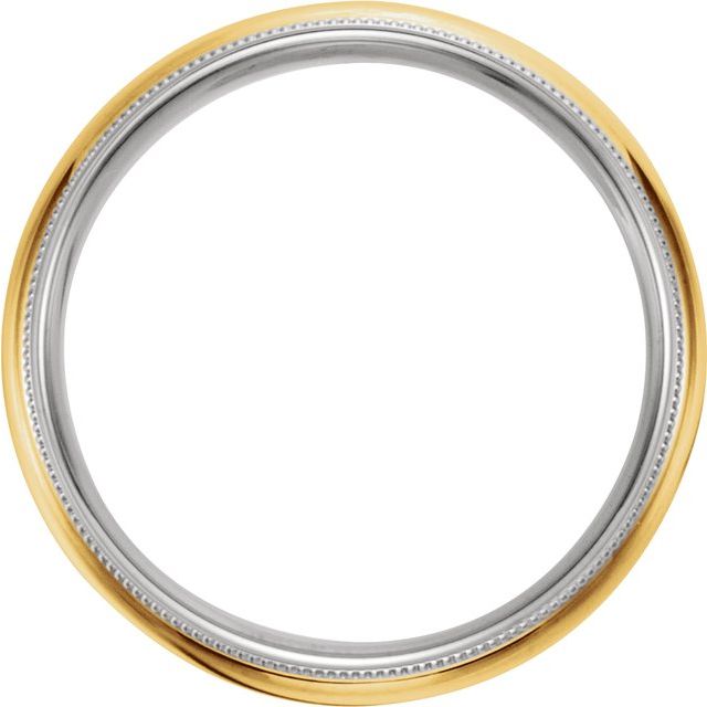 14K White/Yellow/White 6 mm Grooved Band with Milgrain Size 9.5