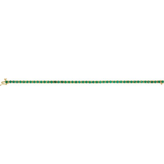 14K Yellow Lab-Grown Emerald Line 7' Bracelet