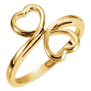 14K Yellow 14 mm Double Heart Ring
