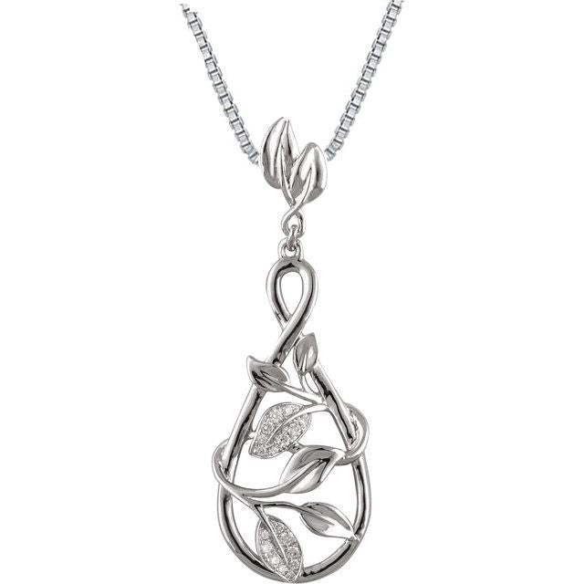 14K White 1/10 CTW Natural Diamond Floral 18' Necklace