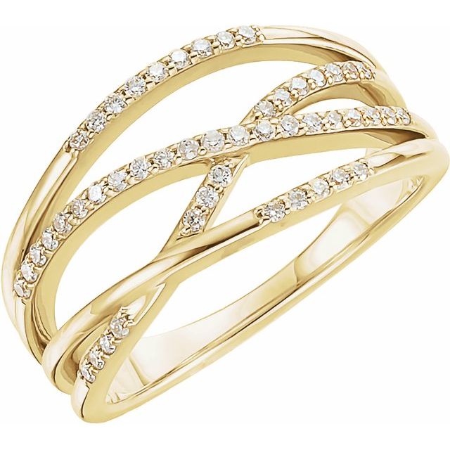 14k Yellow 1/5 Ctw Natural Diamond Criss-cross Ring