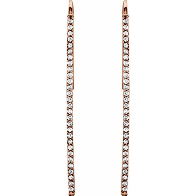 14K Rose 1/4 CTW Natural Diamond Vertical Bar Earrings