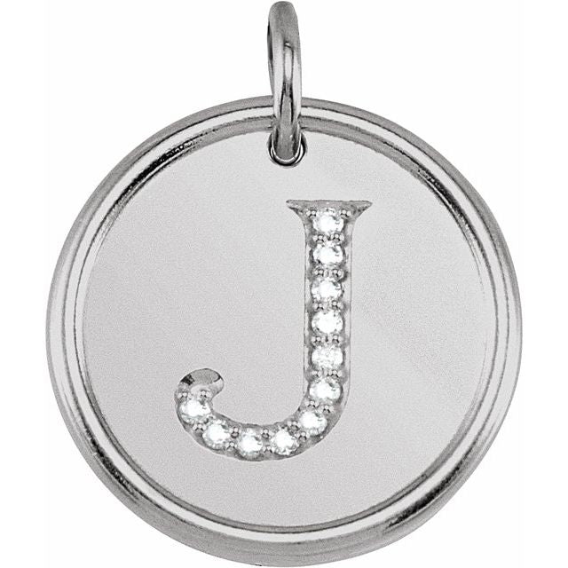 Sterling Silver .06 CTW Natural Diamond Posh Mommy® Initial J Pendant