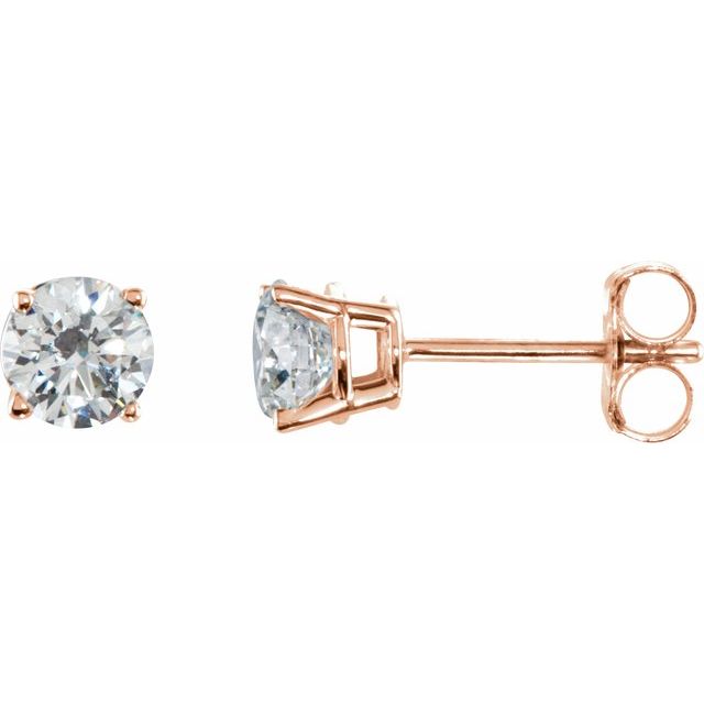 14k Rose 1/2 Ctw Natural Diamond Stud Earrings