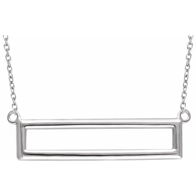 14k White Rectangle 16-18' Necklace