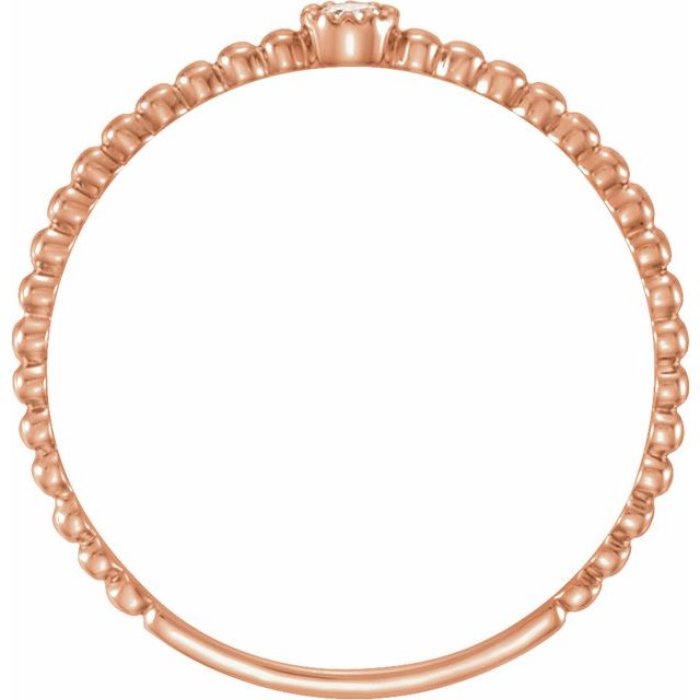 14k Rose .03 Ctw Natural Diamond Beaded Bezel-set Ring