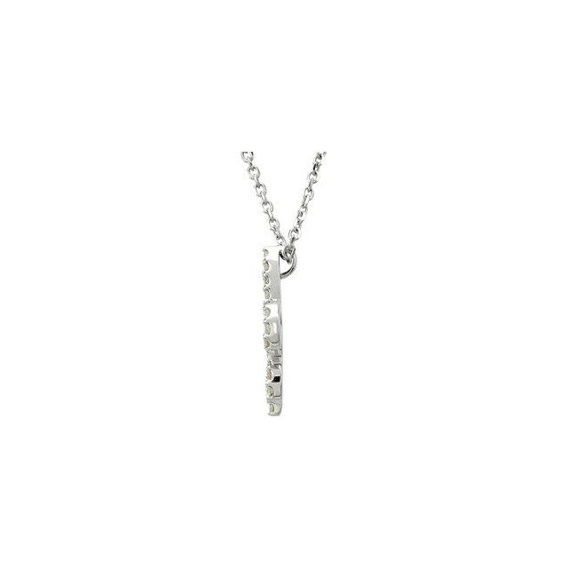 14K White 1/6 CTW Natural Diamond Fleur De Lis 16' Necklace