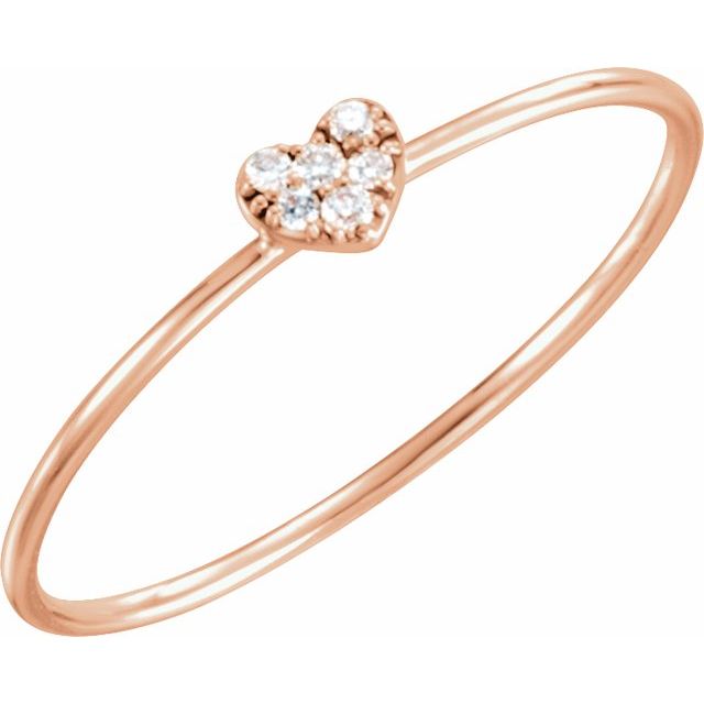 14k Rose .03 Ctw Natural Diamond Petite Heart Cluster Ring