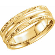 14K Yellow 6 mm Design-Engraved Band Size 10