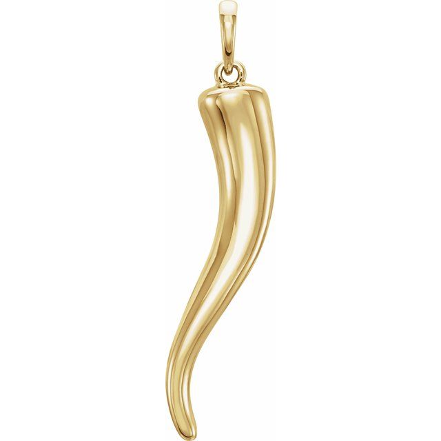 18k Yellow Italian Horn Pendant