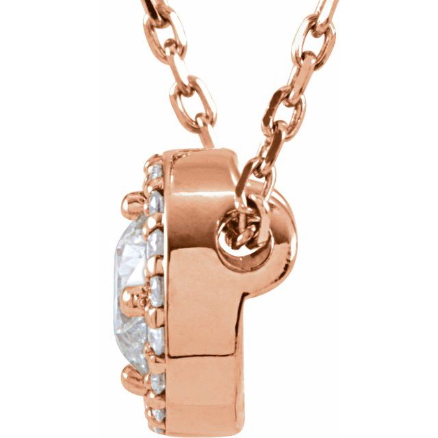14K Rose 1/2 CTW Lab-Grown Diamond Halo-Style 16' Necklace