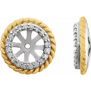 14k White Gold-plated 1/8 Ctw Diamond Rope Earring Jackets With 5.4mm Id