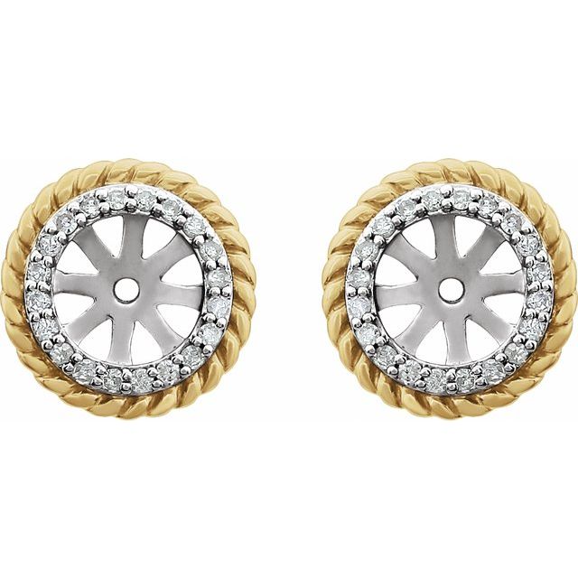 14k White Gold-plated 1/8 Ctw Diamond Rope Earring Jackets With 5.4mm Id