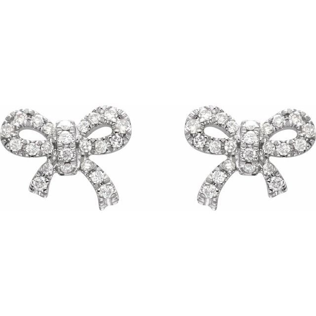 14k White 1/5 Ctw Natural Diamond Earrings