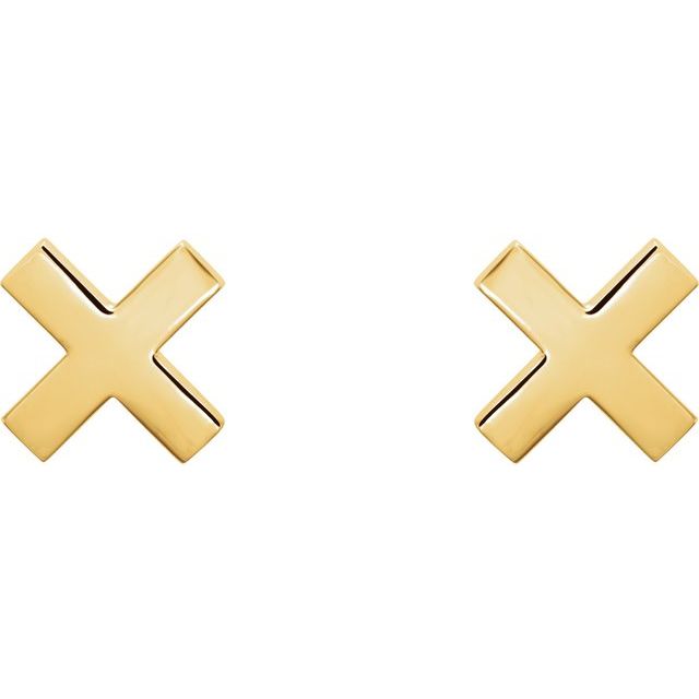 14k Yellow 7.9 Mm X Earrings