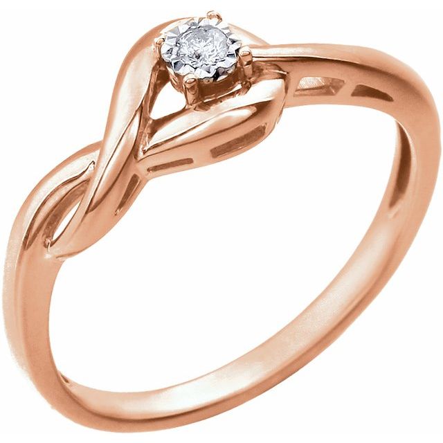 14k Rose .04 Ct Natural Diamond Ring