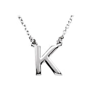 Sterling Silver Block Initial K 16' Necklace