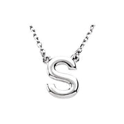 Sterling Silver Block Initial S 16' Necklace