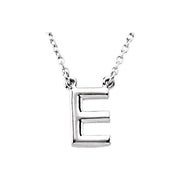 Sterling Silver Block Initial E 16' Necklace