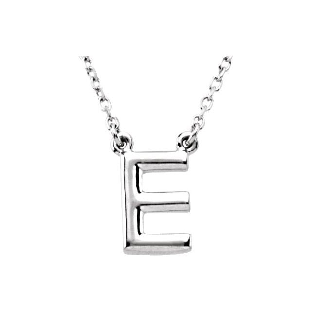 Sterling Silver Block Initial E 16' Necklace