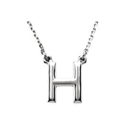 Sterling Silver Block Initial H 16' Necklace