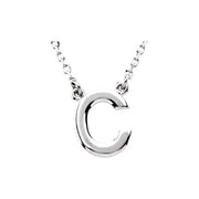 Sterling Silver Block Initial C 16' Necklace