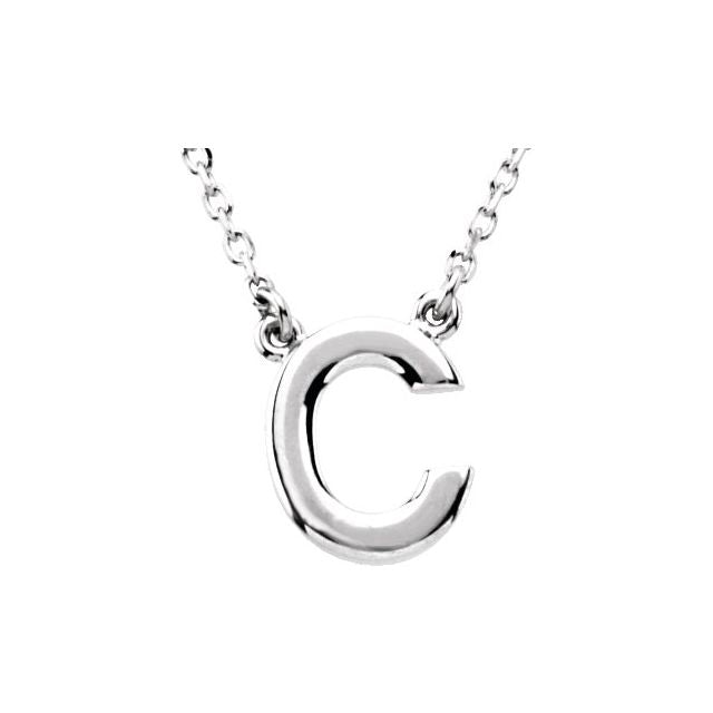 Sterling Silver Block Initial C 16' Necklace